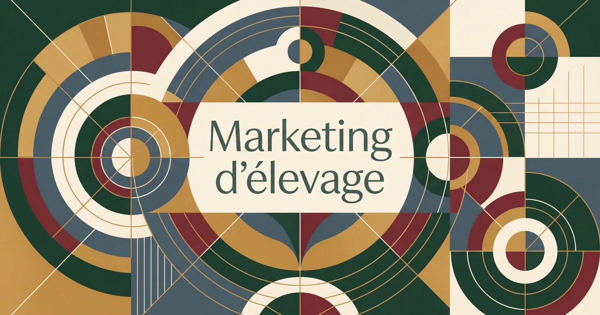 Signature géométrique sobre du portail Marketing Élevage sur fond crème
