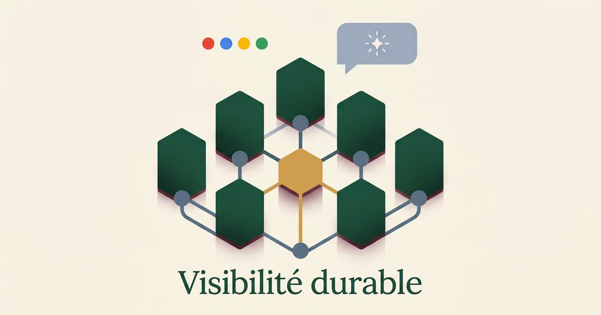Structure géométrique organisant une visibilité durable sur les moteurs et l'IA