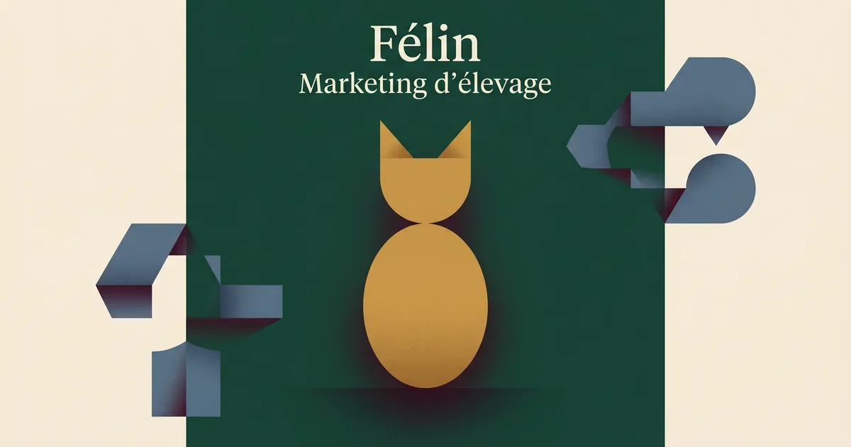 Silhouette féline géométrique abstraite pour le marketing d'élevage félin