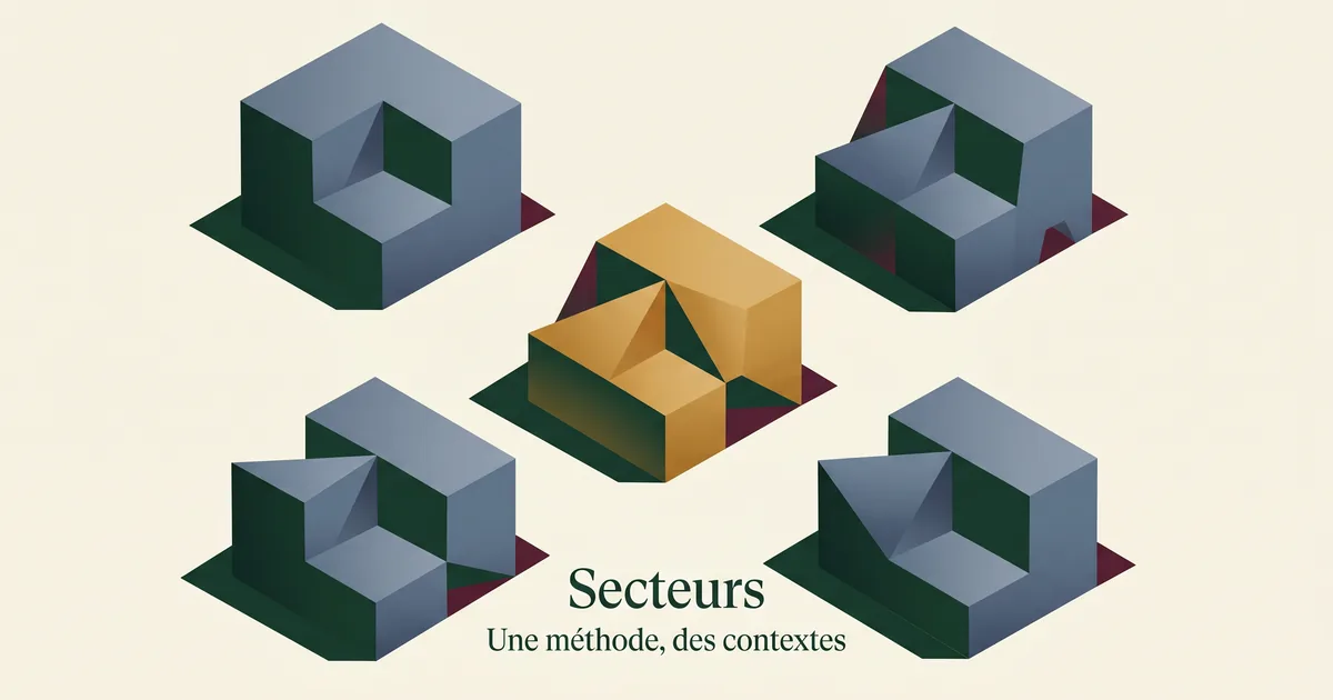 Pictogrammes géométriques de secteurs animaliers déclinant la même méthode